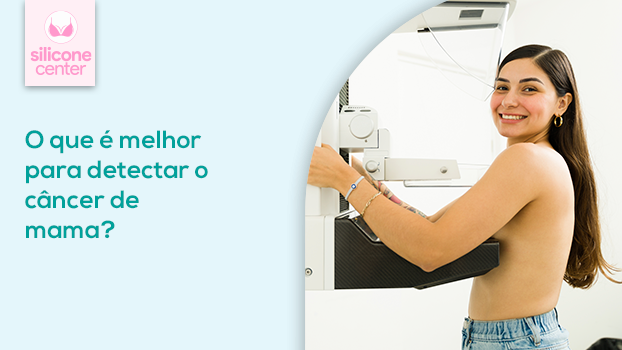 Imagem de uma mulher fazendo mamografia